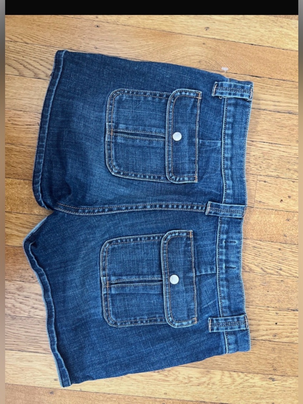GAP vintage 1969 Dark Blue Denim Shorts with Front Patch Pockets